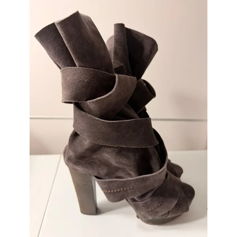 Chloe Suede Open-Toe Ankle Boots - Platform & Chunky Heel